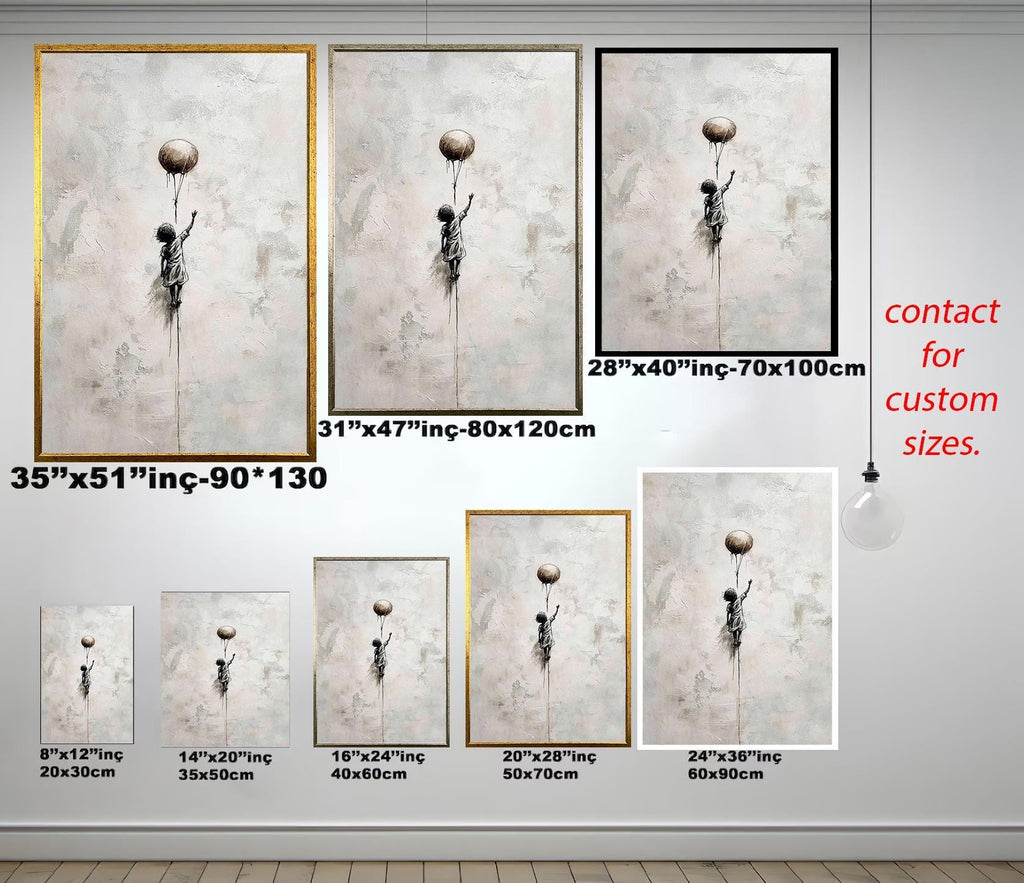 Minimalist Balloon Girl Art - Banksy Style Canvas | Urban Graffiti Decor