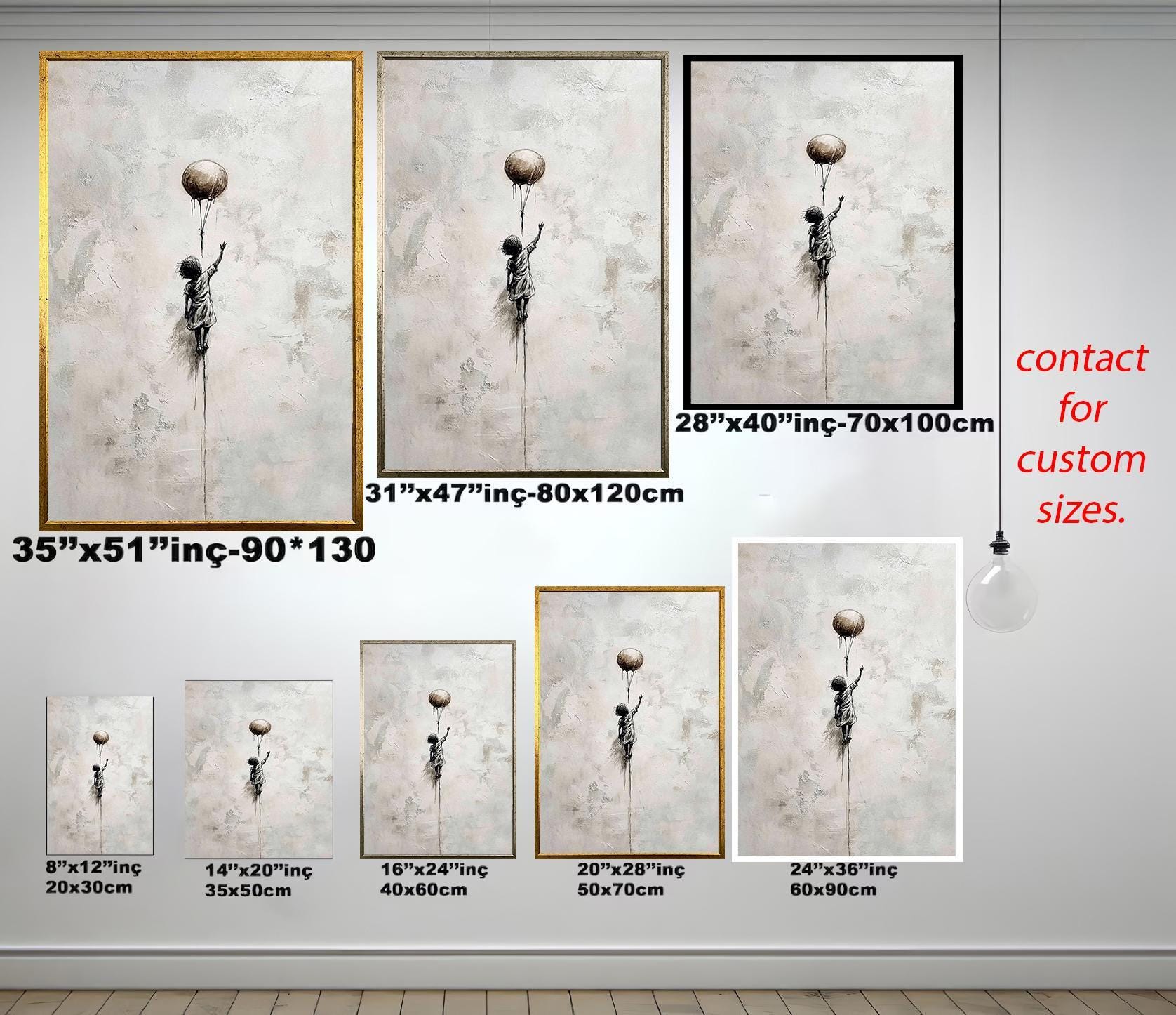 Minimalist Balloon Girl Art - Banksy Style Canvas | Urban Graffiti Decor