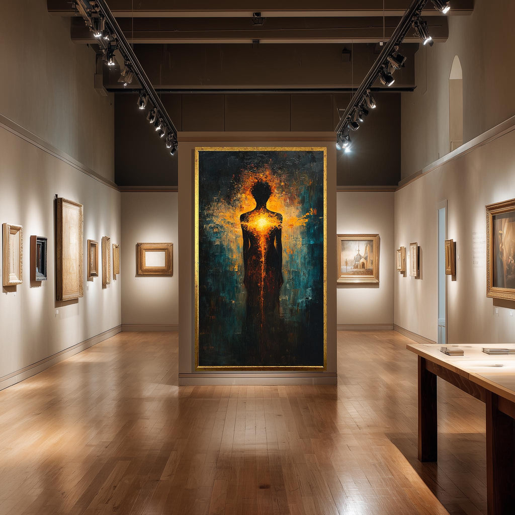 Abstract Woman Canvas Art - Fiery Heart Silhouette | Modern Emotional Wall Decor