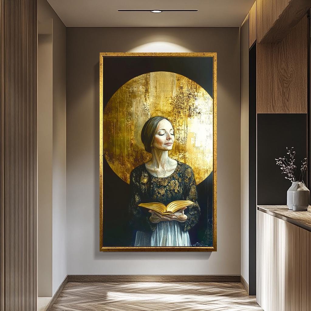 Women Wall Art – Gold and Black Portrait Canvas | Modern Abstract Decor Gift