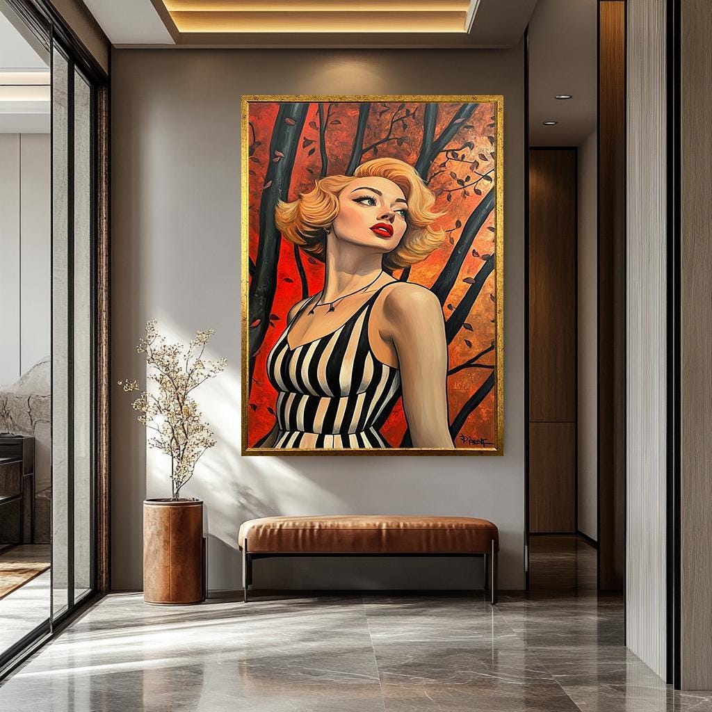 Pop Art Wall Art – Blonde Woman Modern Portrait | Abstract Female Artwork