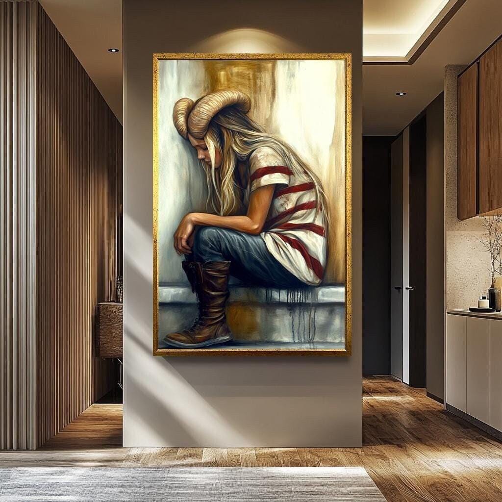 Surreal Woman Wall Art – Fantasy Female Portrait, Dark Aesthetic Painting & Gothic Decor