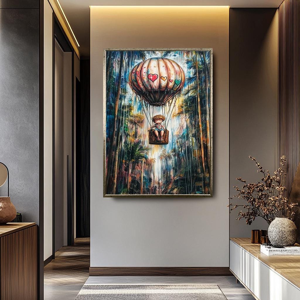 Banksy Wall Art – Graffiti Style Canvas | Vibrant Urban Jungle Artwork with Balloon