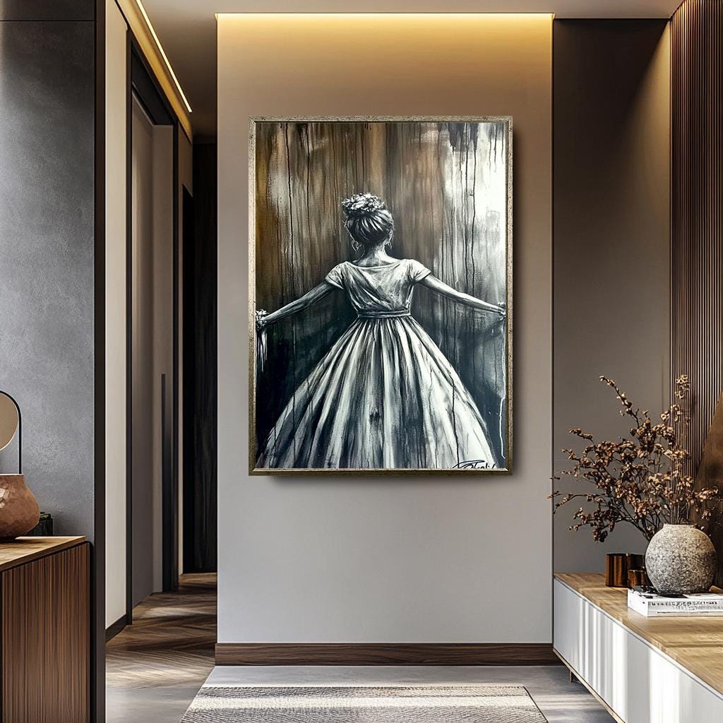 Banksy Women Wall Art – Modern Graffiti Art | Black and White Banksy Style Canvas