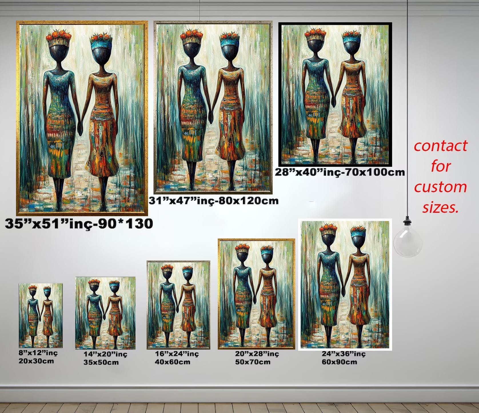 African Women Wall Art - Abstract Female Portrait Canvas | Vibrant Wall Decor