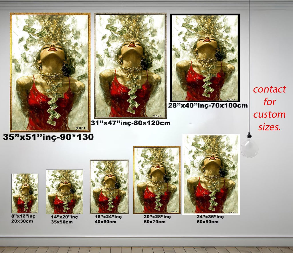 Luxury Woman Money Art – Bold Wealth Artwork | Financial Freedom Canvas Print