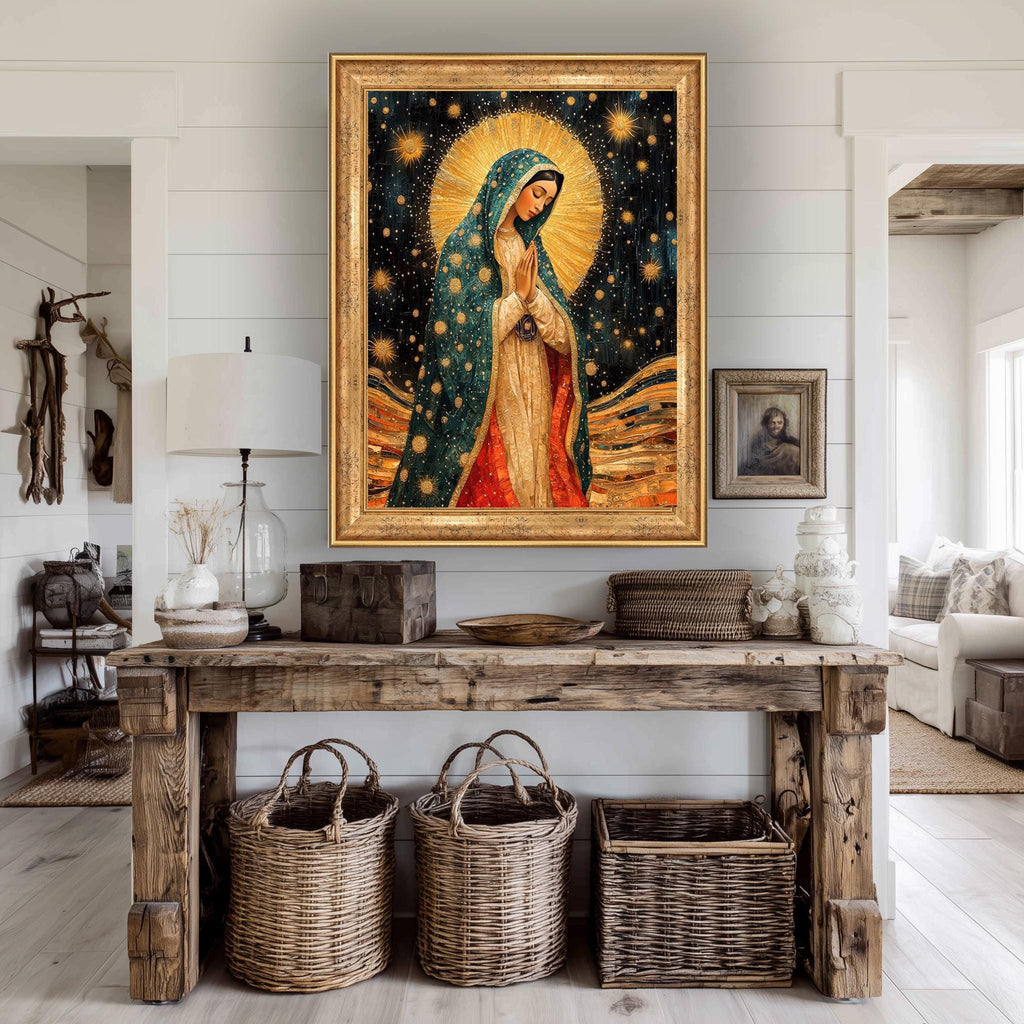 Our Lady of Guadalupe Canvas | Golden Halo Artwork - Catholic Marian Art Print
