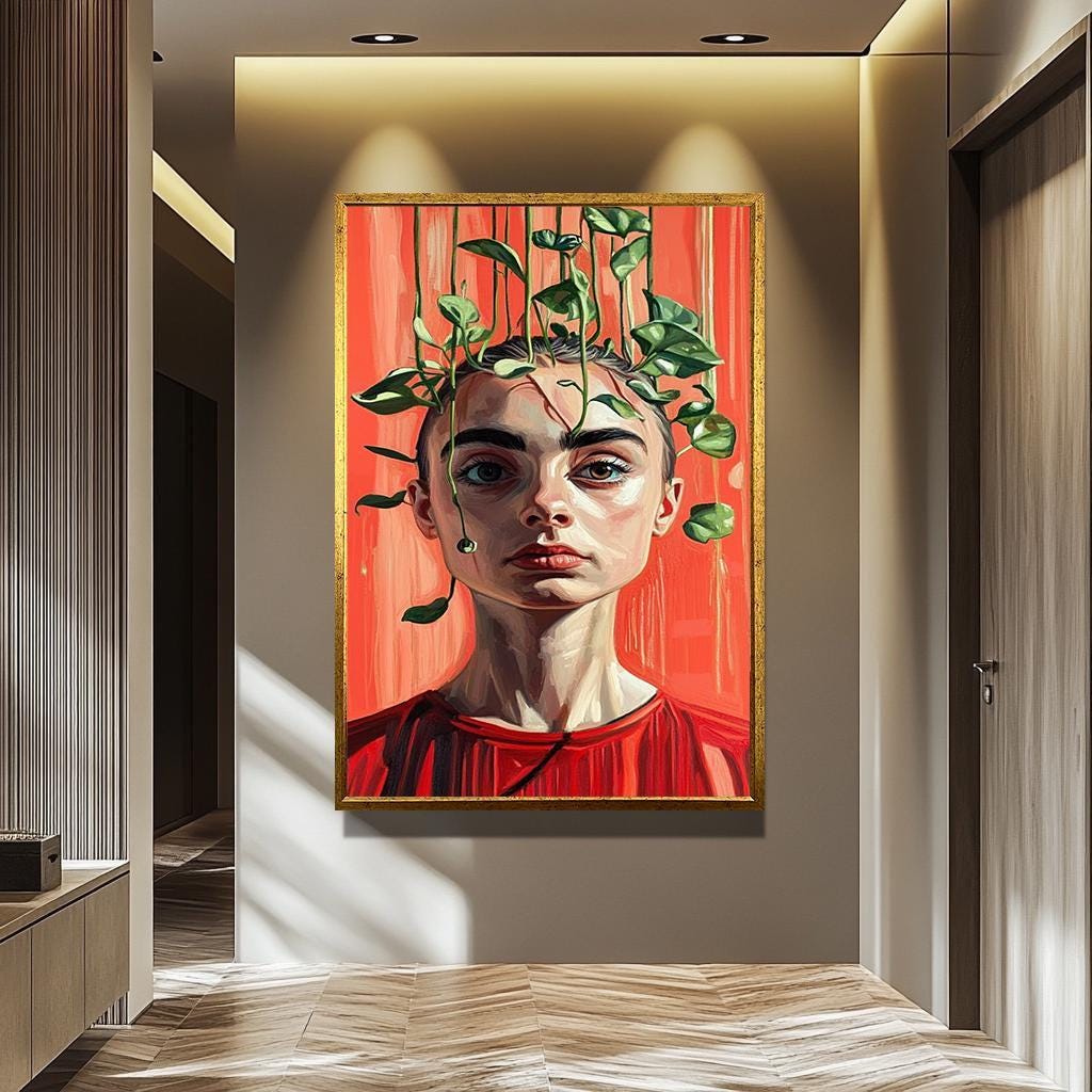 Surreal Woman Wall Art - Unique Abstract Female Portrait | Bold Colorful Canvas