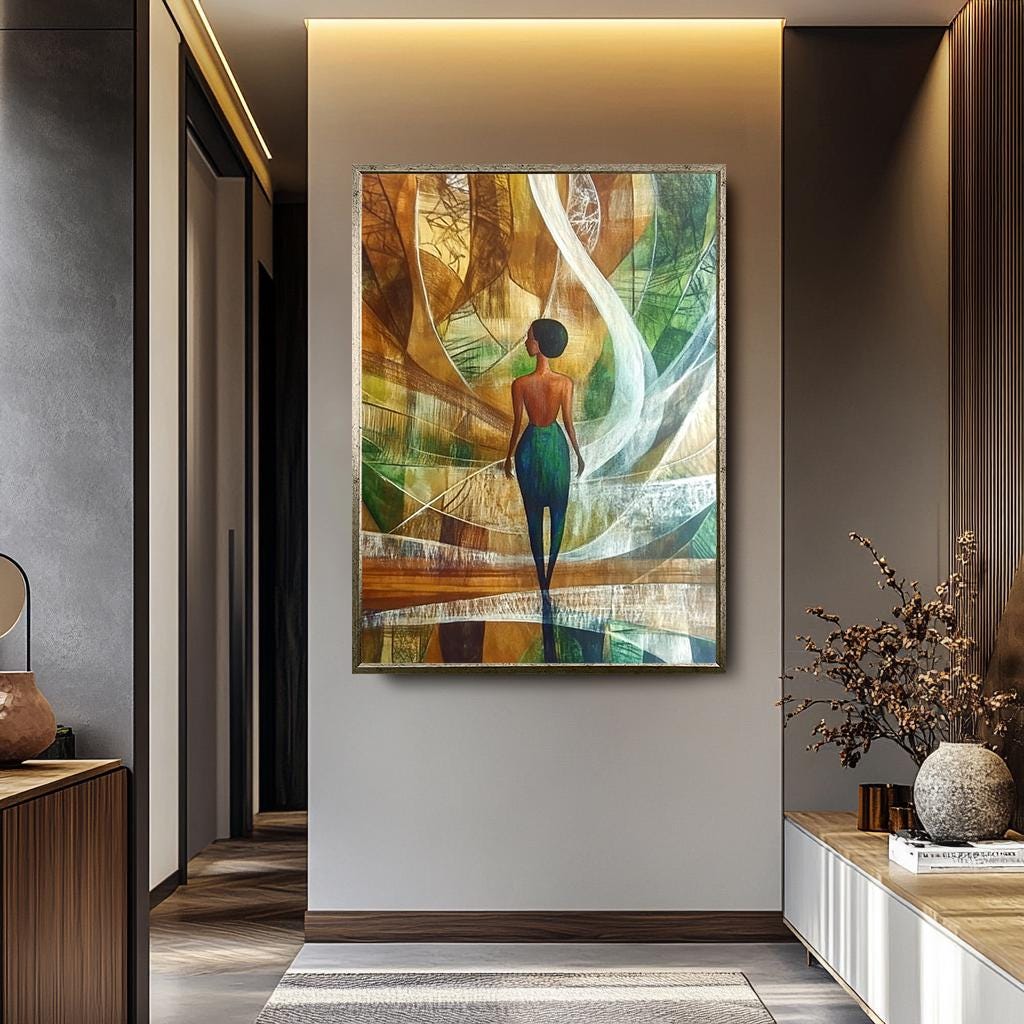 African Women Wall Art - Elegant Abstract Female Portrait Canvas Print