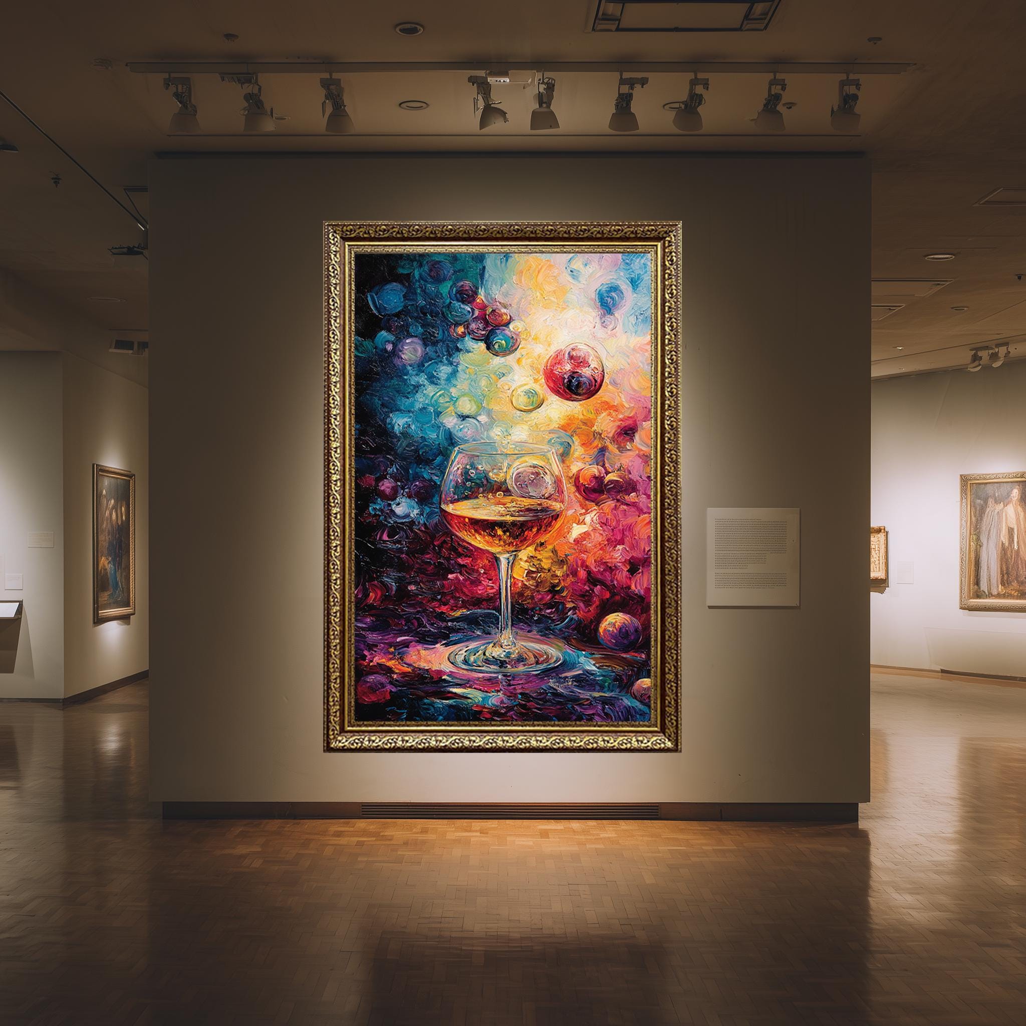 Abstract Wine Glass Art – Colorful Canvas Print | Modern Wall Decor for Kitchen & Bar