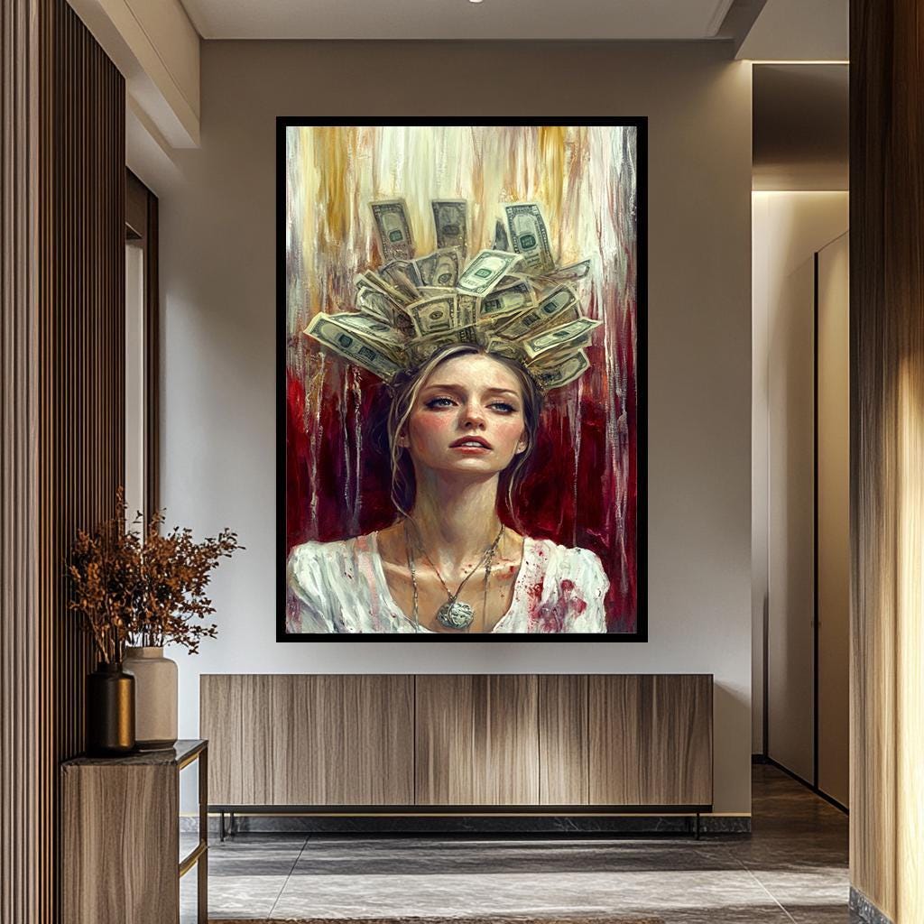 Luxury Woman Money Art - Powerful Woman Canvas | Money Crown Wall Art