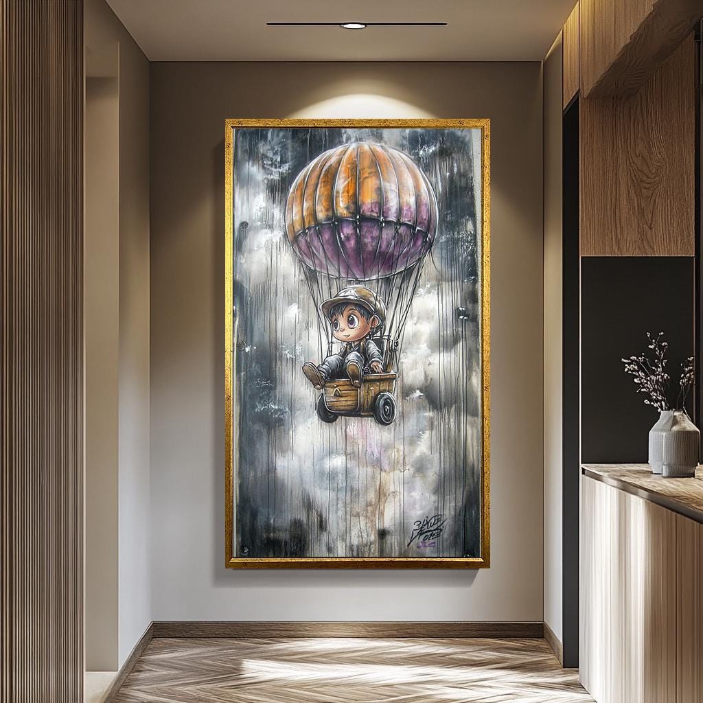 Banksy Balloon Wall Art - Graffiti Wall Art Canvas | Urban Graffiti Decor Print