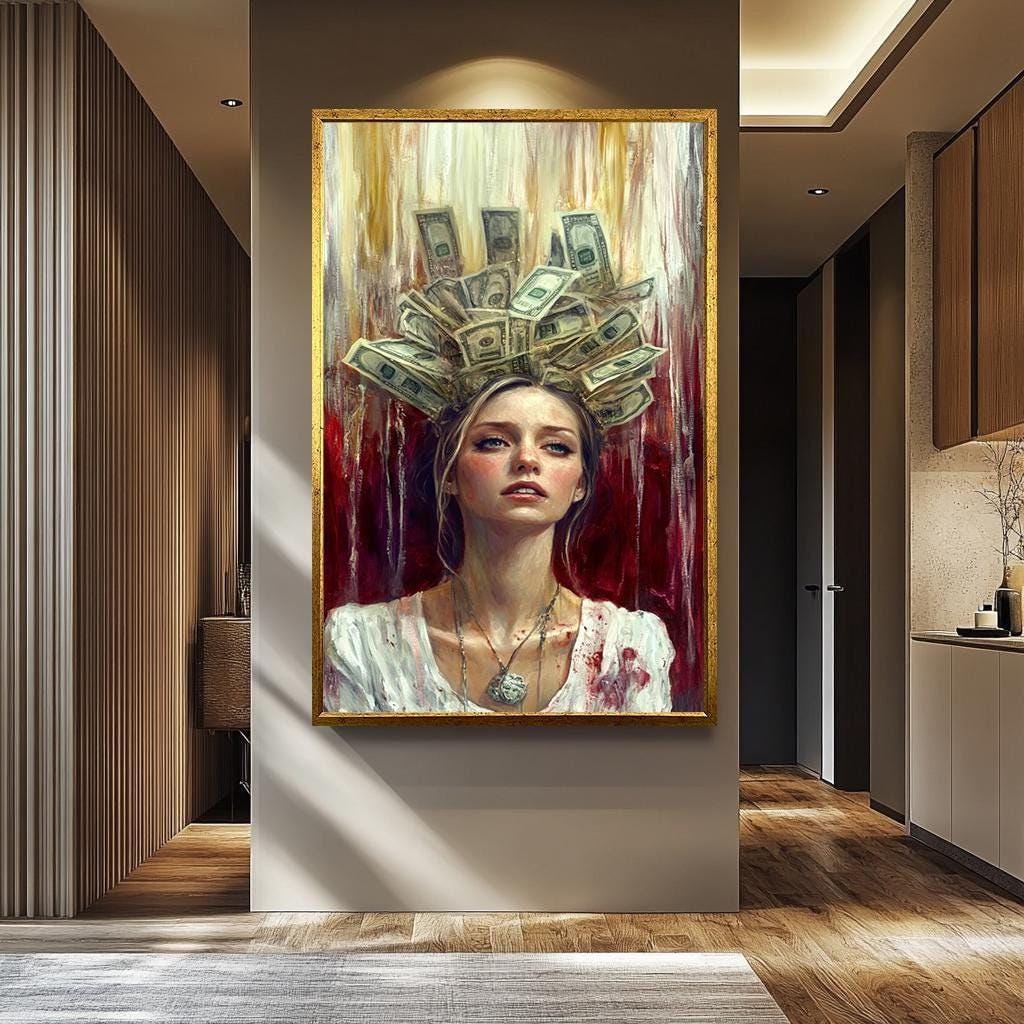 Luxury Woman Money Art - Powerful Woman Canvas | Money Crown Wall Art