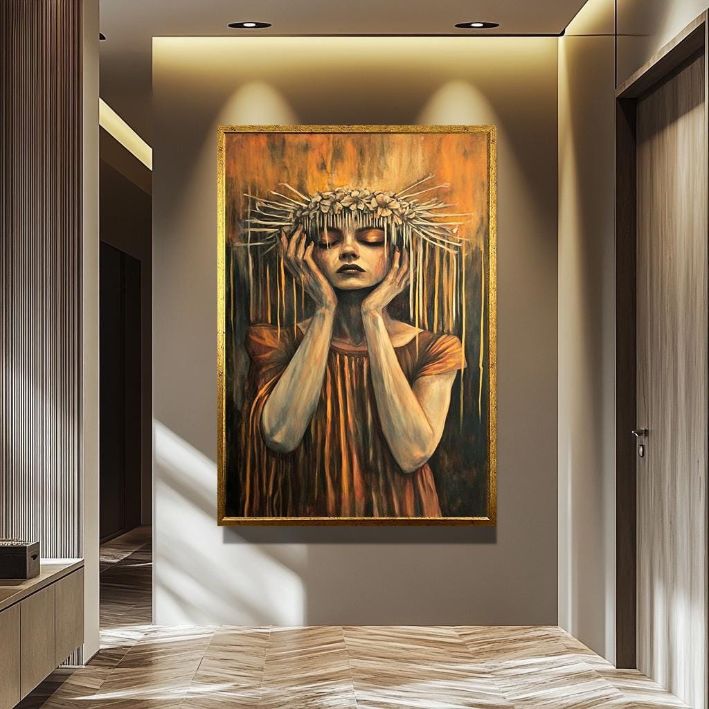 Surreal Woman Wall Art – Dark Fantasy Artwork | Unique Gothic Aesthetic Canvas Print