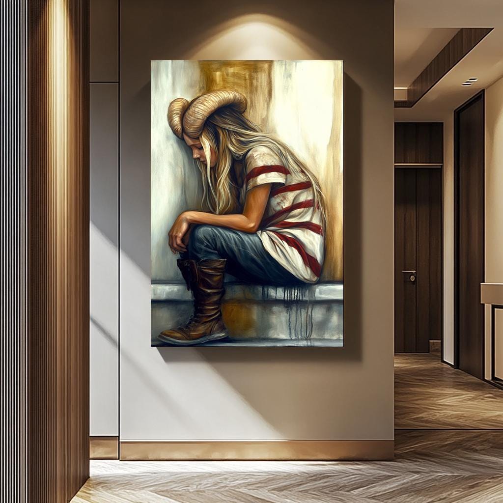 Surreal Woman Wall Art – Fantasy Female Portrait, Dark Aesthetic Painting & Gothic Decor