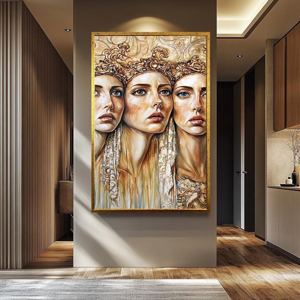 Women Wall Art – Modern Renaissance Artwork | Luxury Home Decor | Gold Frame