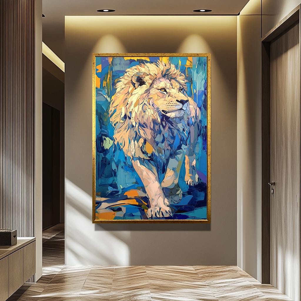 Lion Wall Art - Modern Wildlife Canvas | Vibrant Animal Artwork & Decor