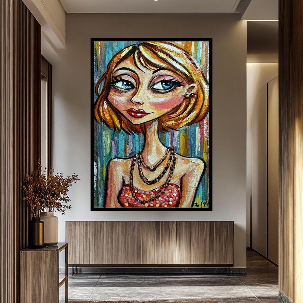 Pop Art Wall Art - Colorful Abstract Portrait Canvas Print | Feminine Home Decor