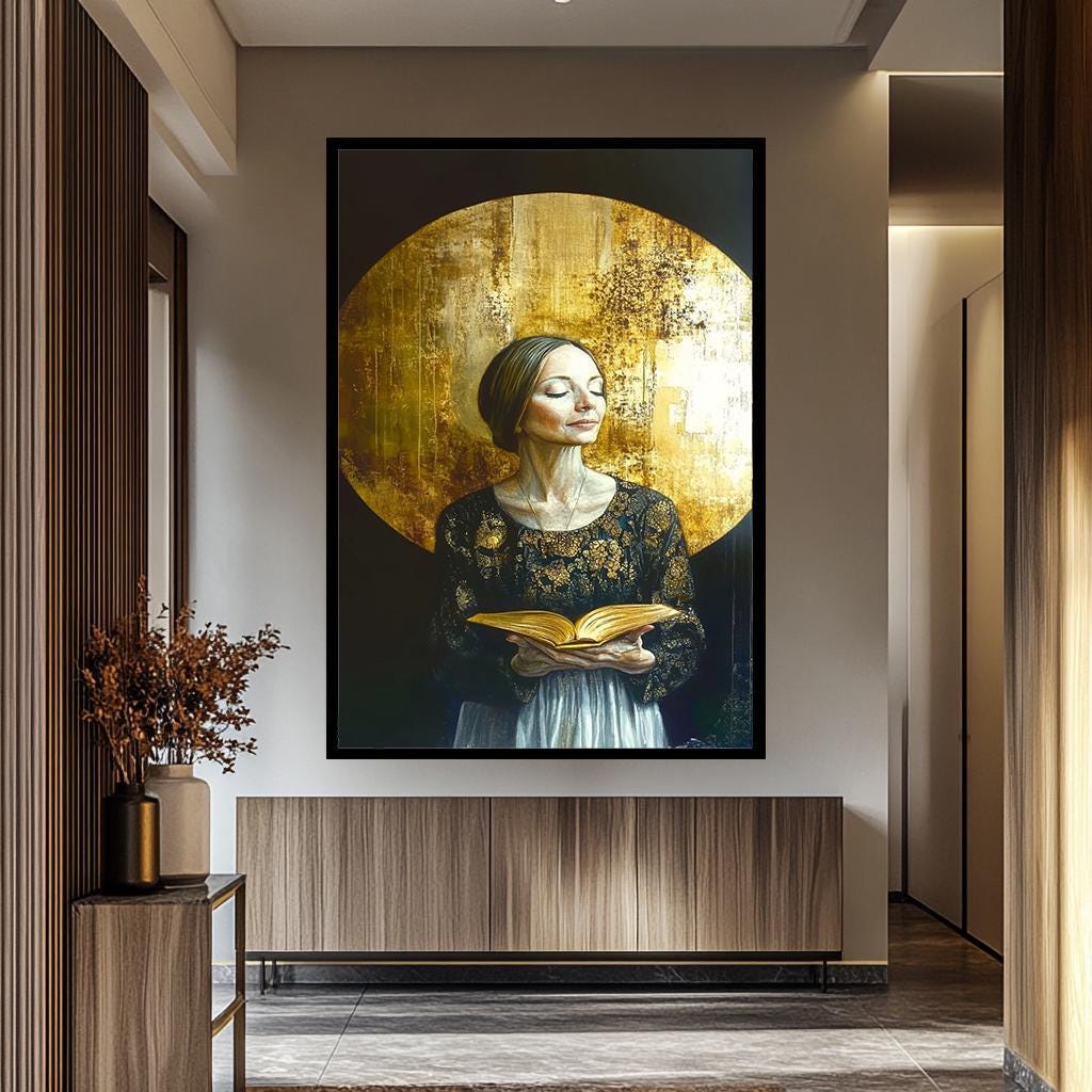 Women Wall Art – Gold and Black Portrait Canvas | Modern Abstract Decor Gift