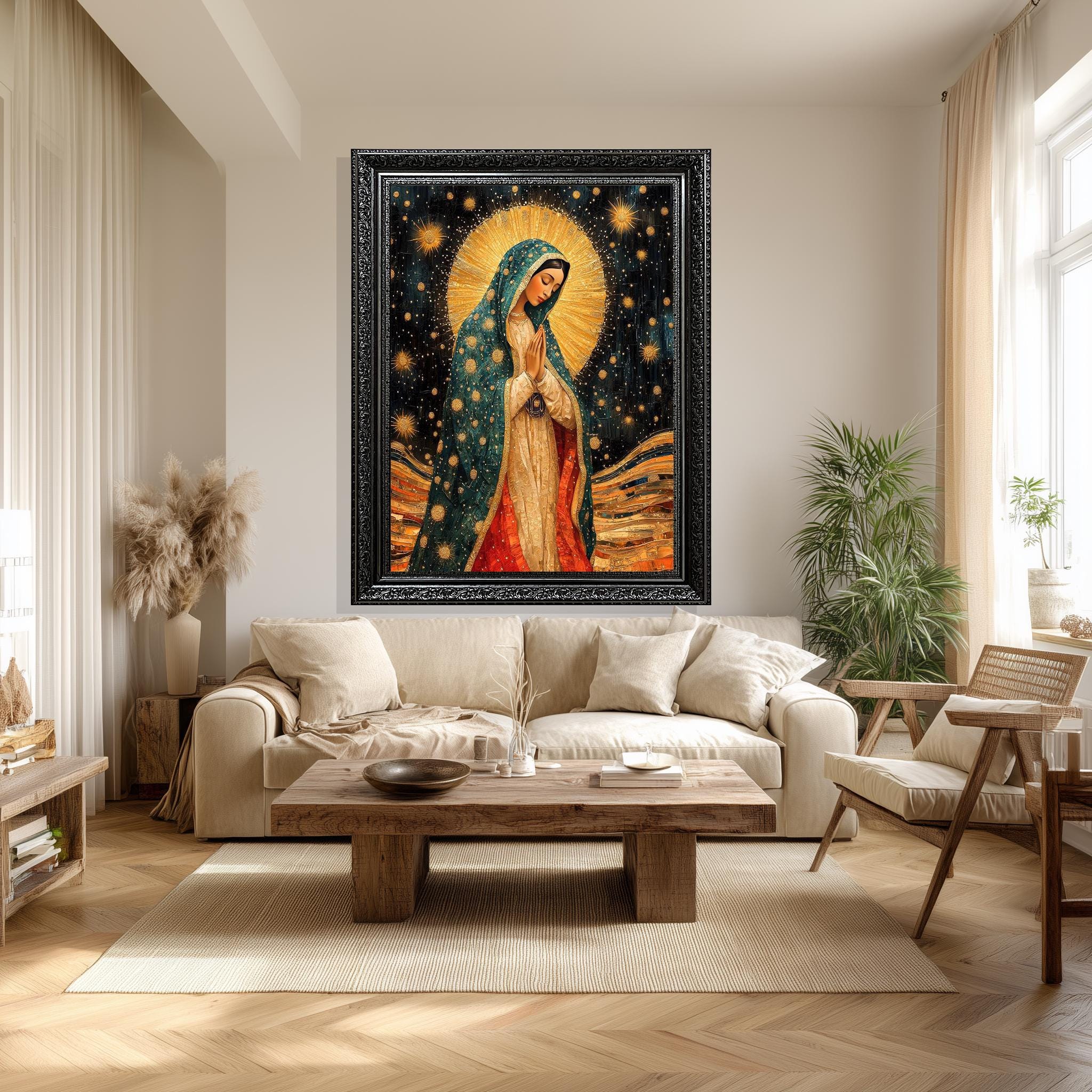 Our Lady of Guadalupe Canvas | Golden Halo Artwork - Catholic Marian Art Print