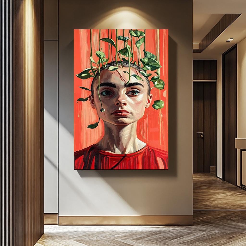 Surreal Woman Wall Art - Unique Abstract Female Portrait | Bold Colorful Canvas