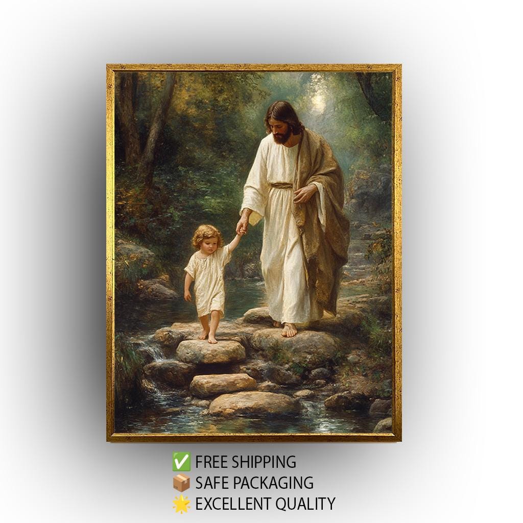 Jesus Holding Child Art – Christian Wall Decor | Faith Inspired Canvas Print