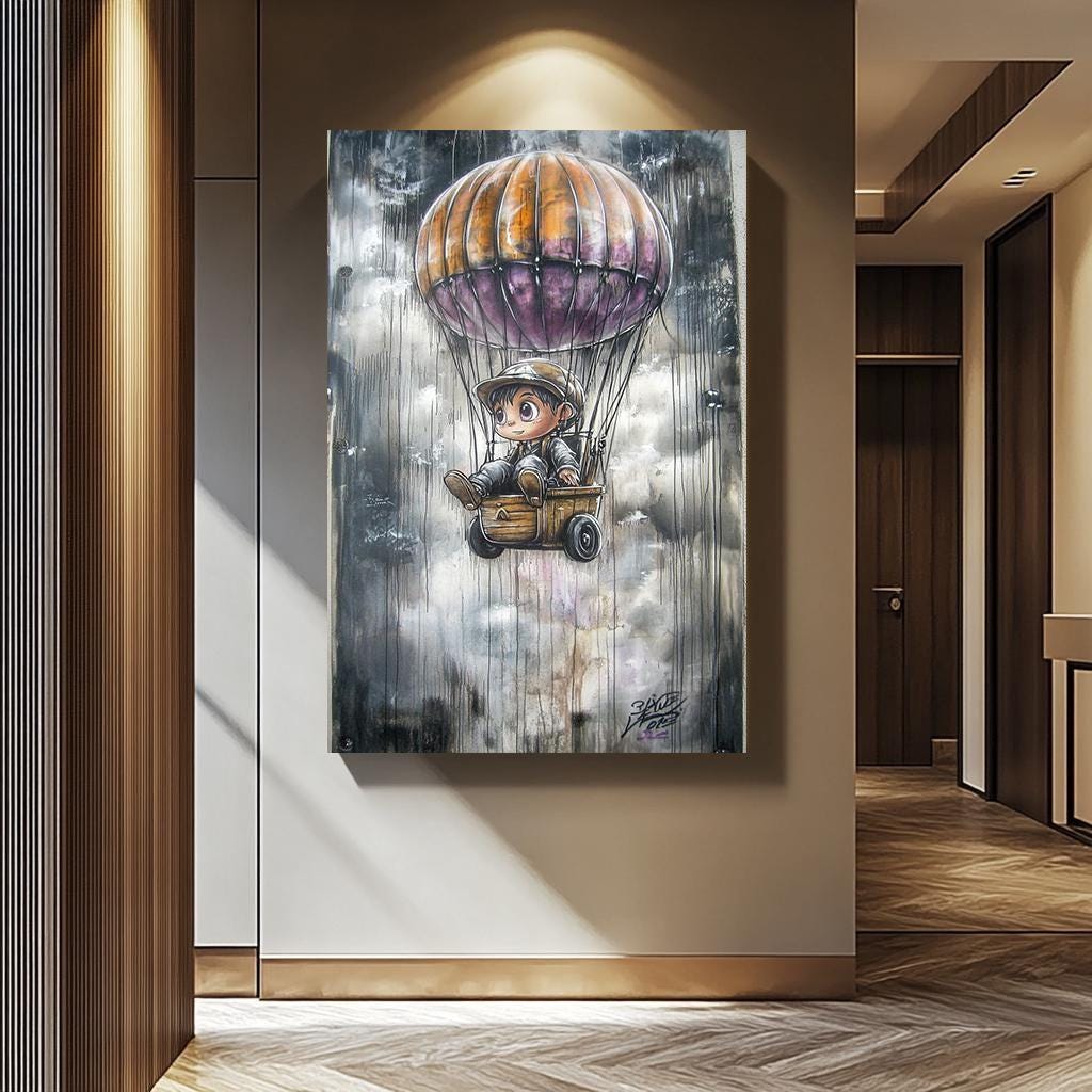 Banksy Balloon Wall Art - Graffiti Wall Art Canvas | Urban Graffiti Decor Print