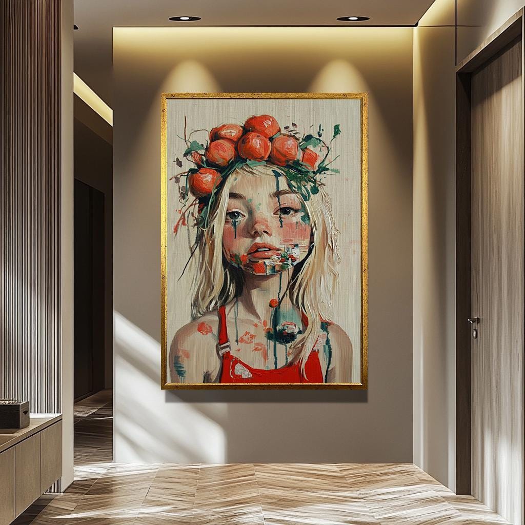 Abstract Woman Portrait | Surreal Female Art Canvas Print – Vibrant Modern Wall Decor