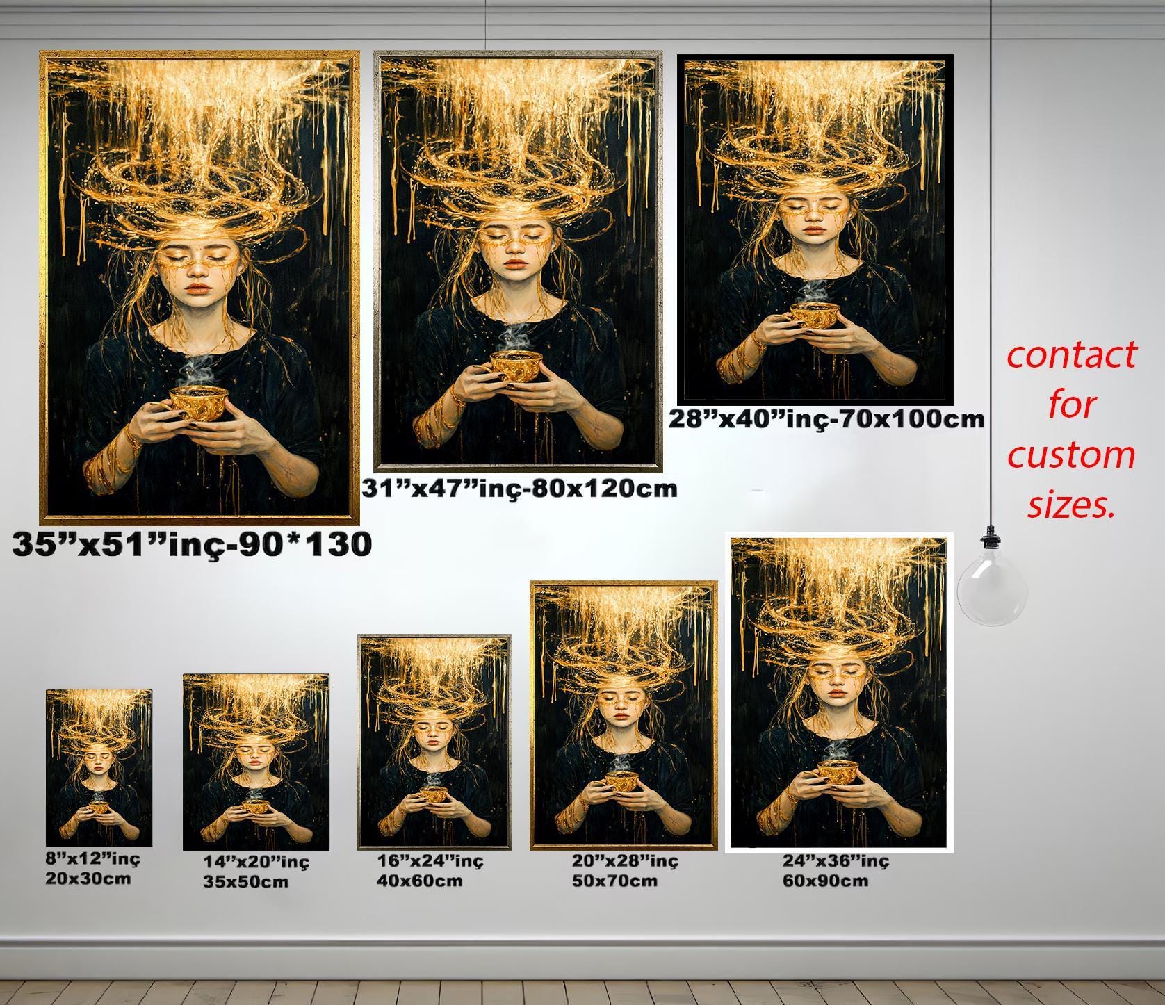 Abstract Woman Wall Art – Luxurious Black and Gold Canvas Female Portrait Print