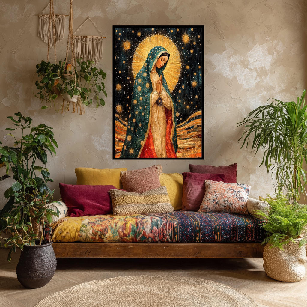 Our Lady of Guadalupe Canvas | Golden Halo Artwork - Catholic Marian Art Print