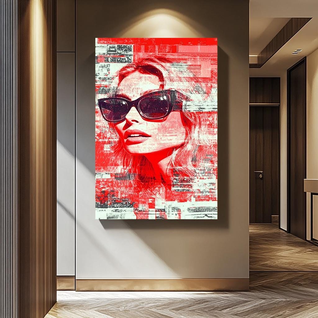 Women Pop Art Wall Art - Bold Red Portrait | Modern Feminine Decor Canvas