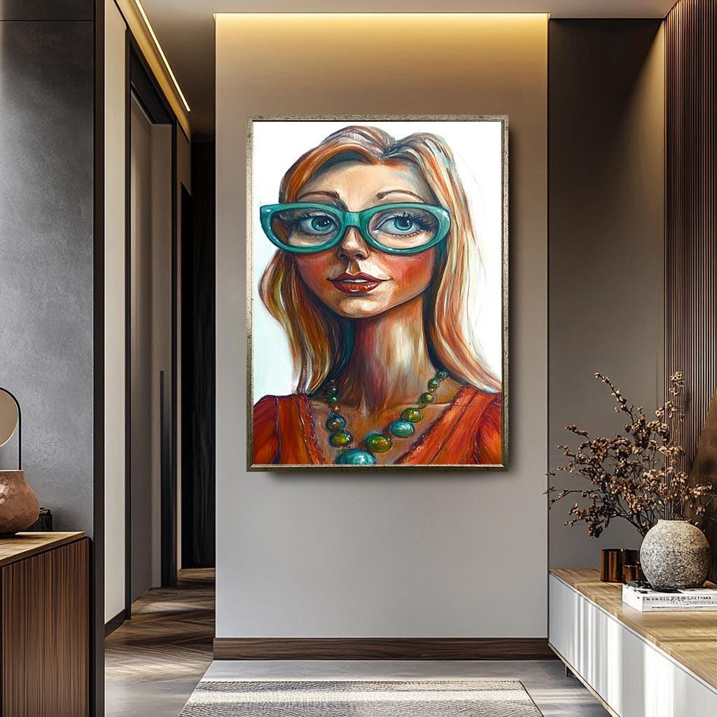 Pop Art Wall Art – Quirky Woman Portrait | Colorful Retro Abstract Canvas Print