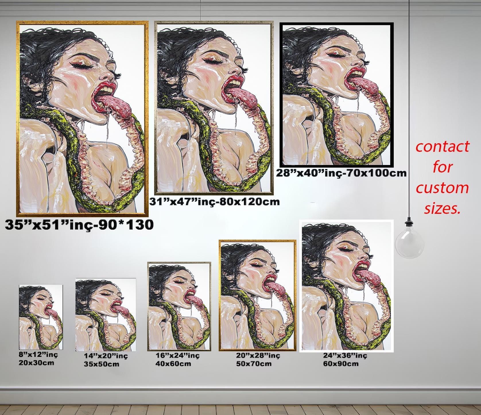 Weird Women Wall Art – Dark Surreal Portrait | Edgy Contemporary Painting Canvas