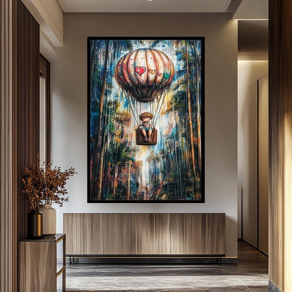 Banksy Wall Art – Graffiti Style Canvas | Vibrant Urban Jungle Artwork with Balloon