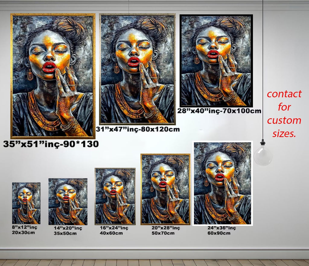 Modern Women Wall Art – Abstract Portrait Painting | Afro Beauty Artwork Canvas