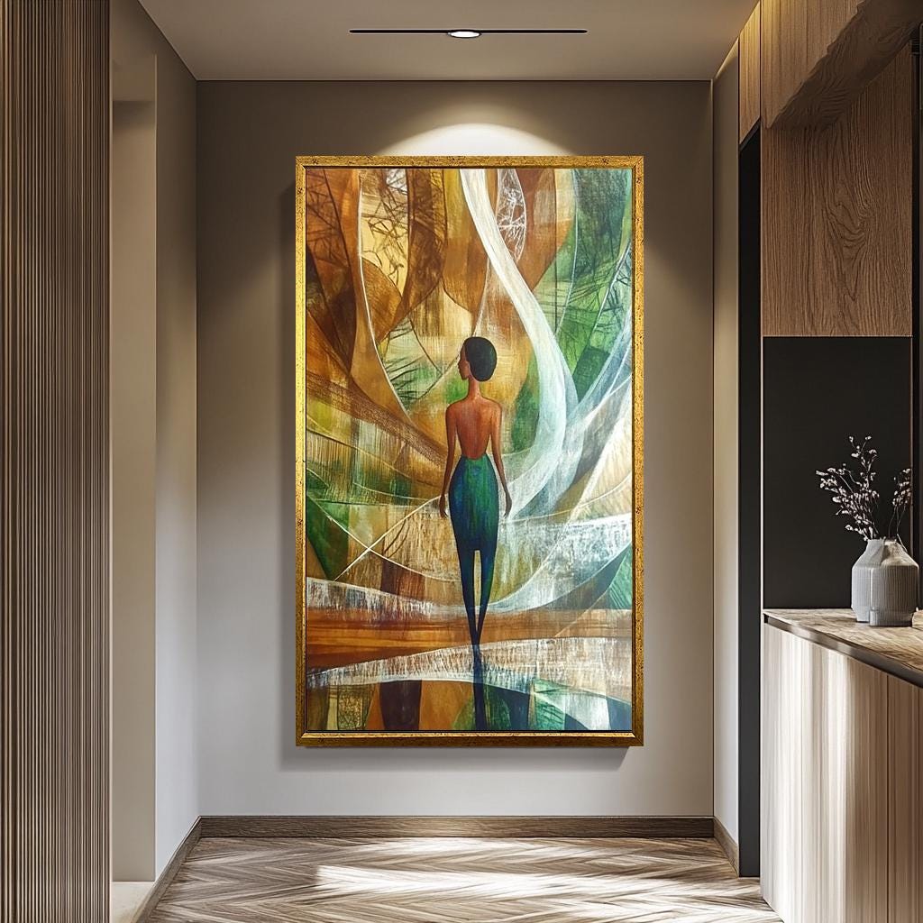 African Women Wall Art - Elegant Abstract Female Portrait Canvas Print