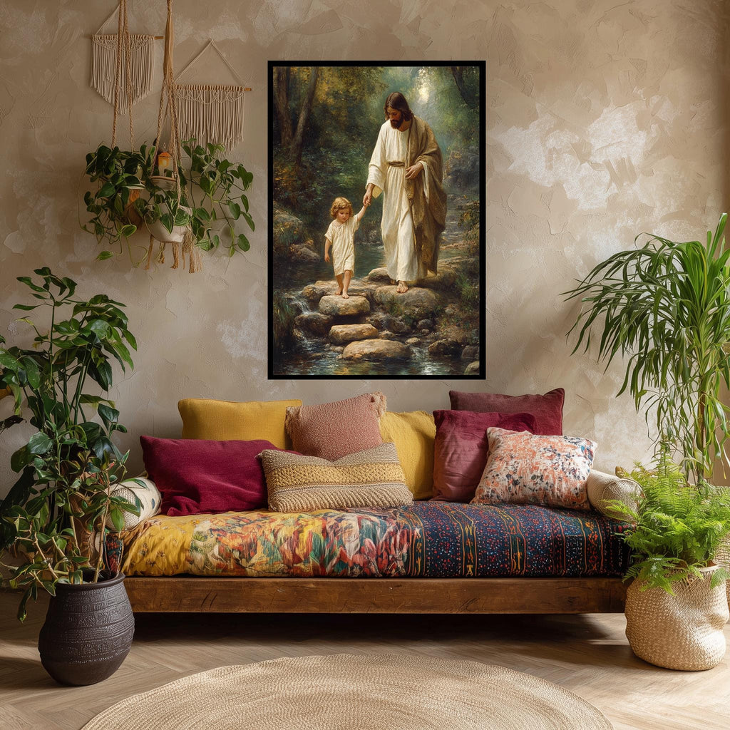 Jesus Holding Child Art – Christian Wall Decor | Faith Inspired Canvas Print