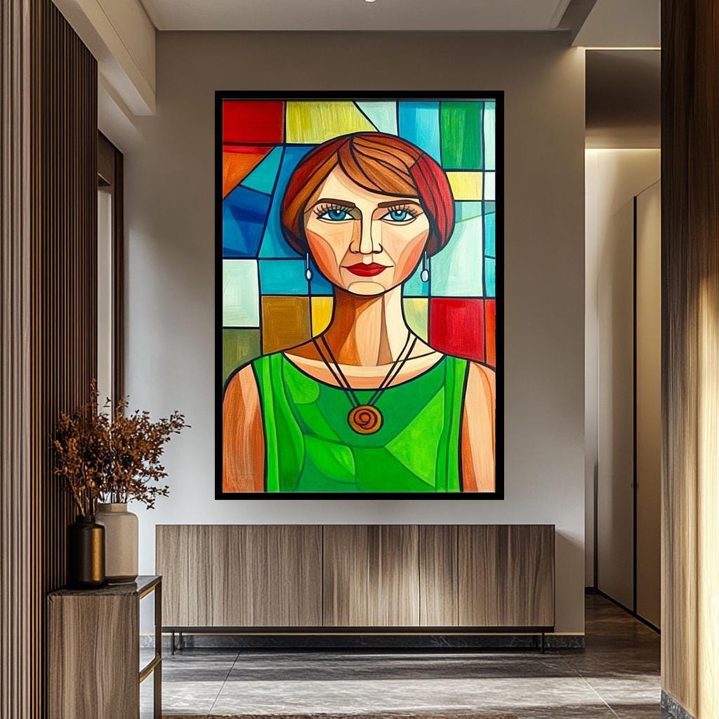 Pop Art Wall Art - Geometric Portrait Canvas | Bold Colorful Artwork for Living Room