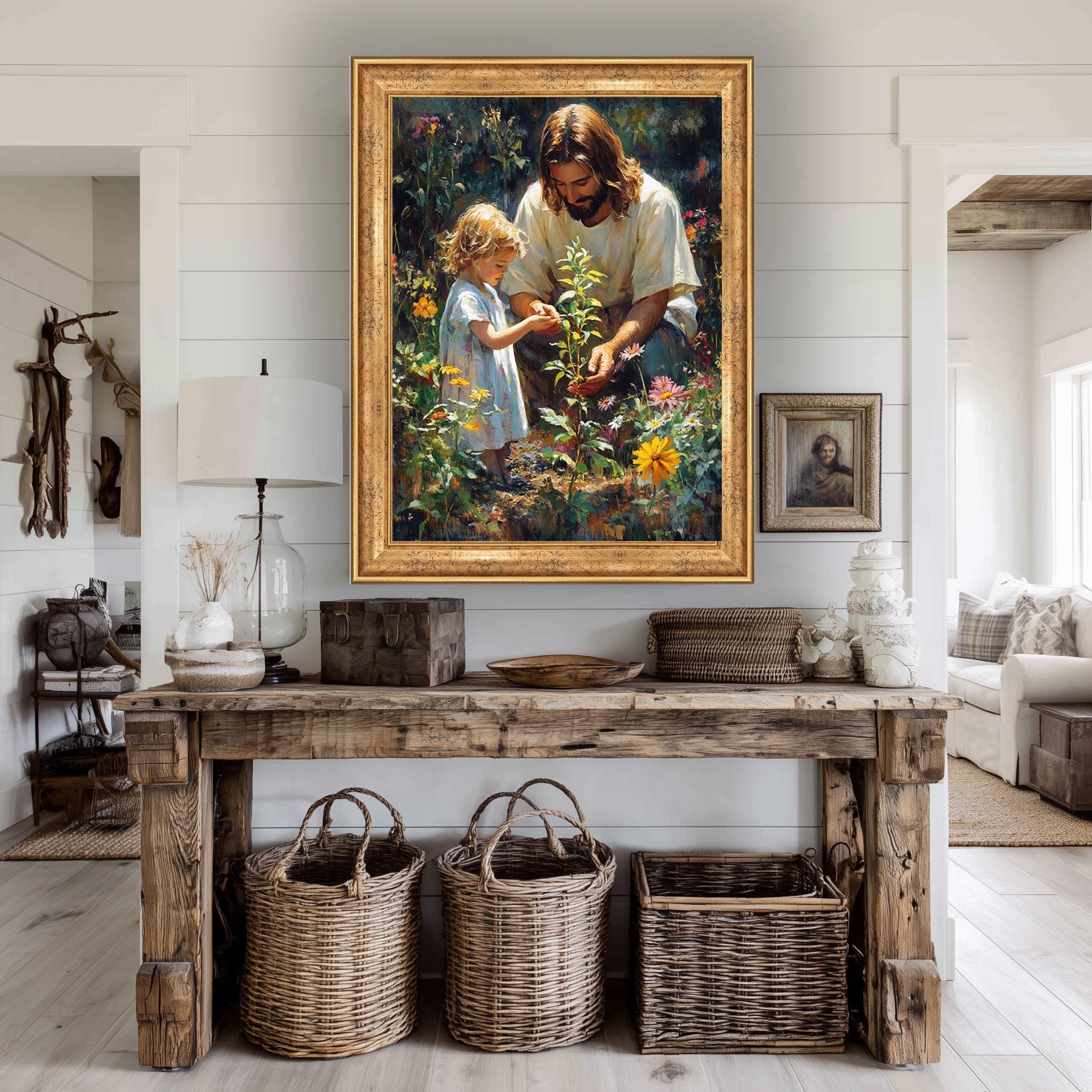 Jesus and Child Canvas Art – Christian Wall Decor | Faith Based Spiritual Canvas Print