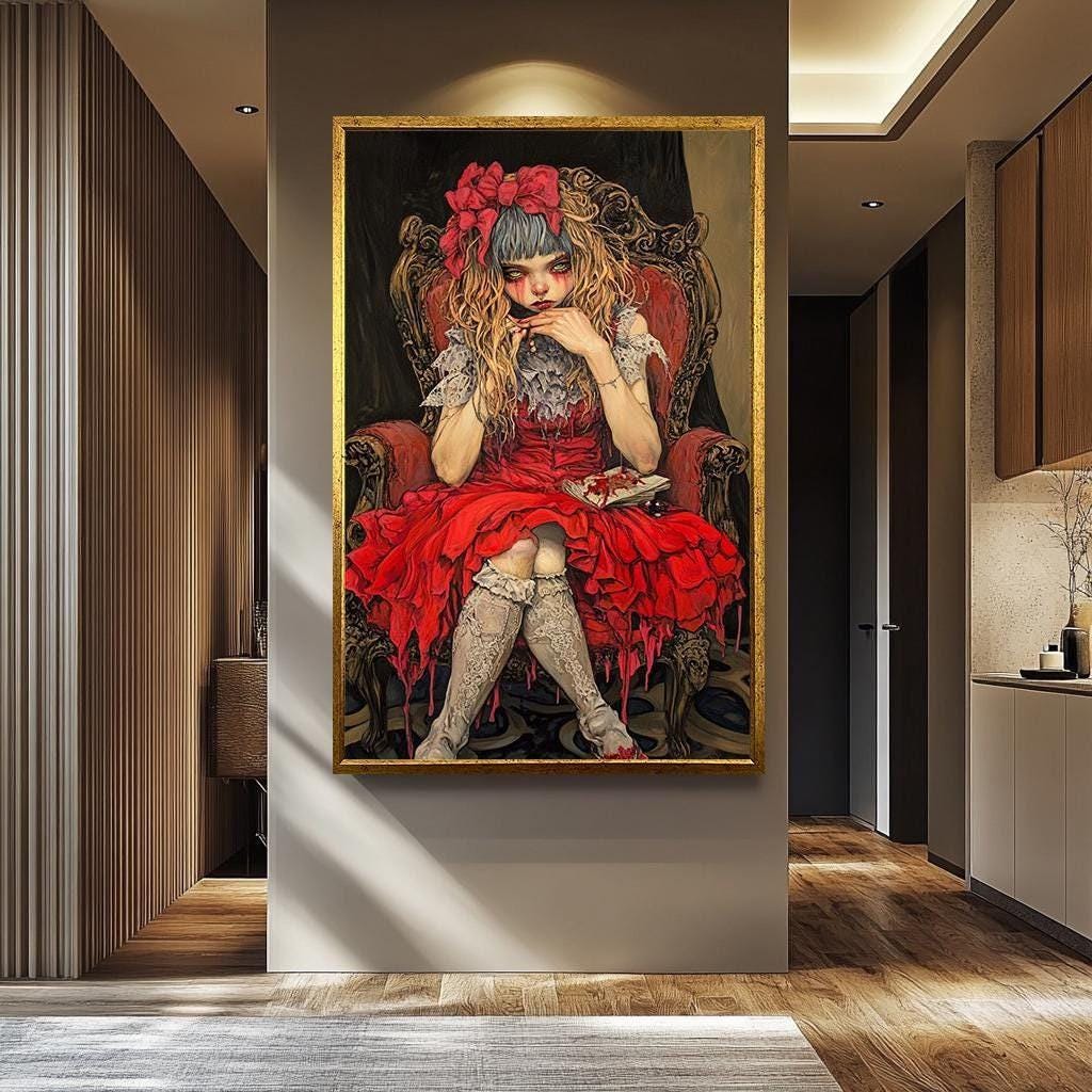 Gothic Woman Wall Art – Dark Gothic Decor | Macabre Girl Portrait Canvas Print