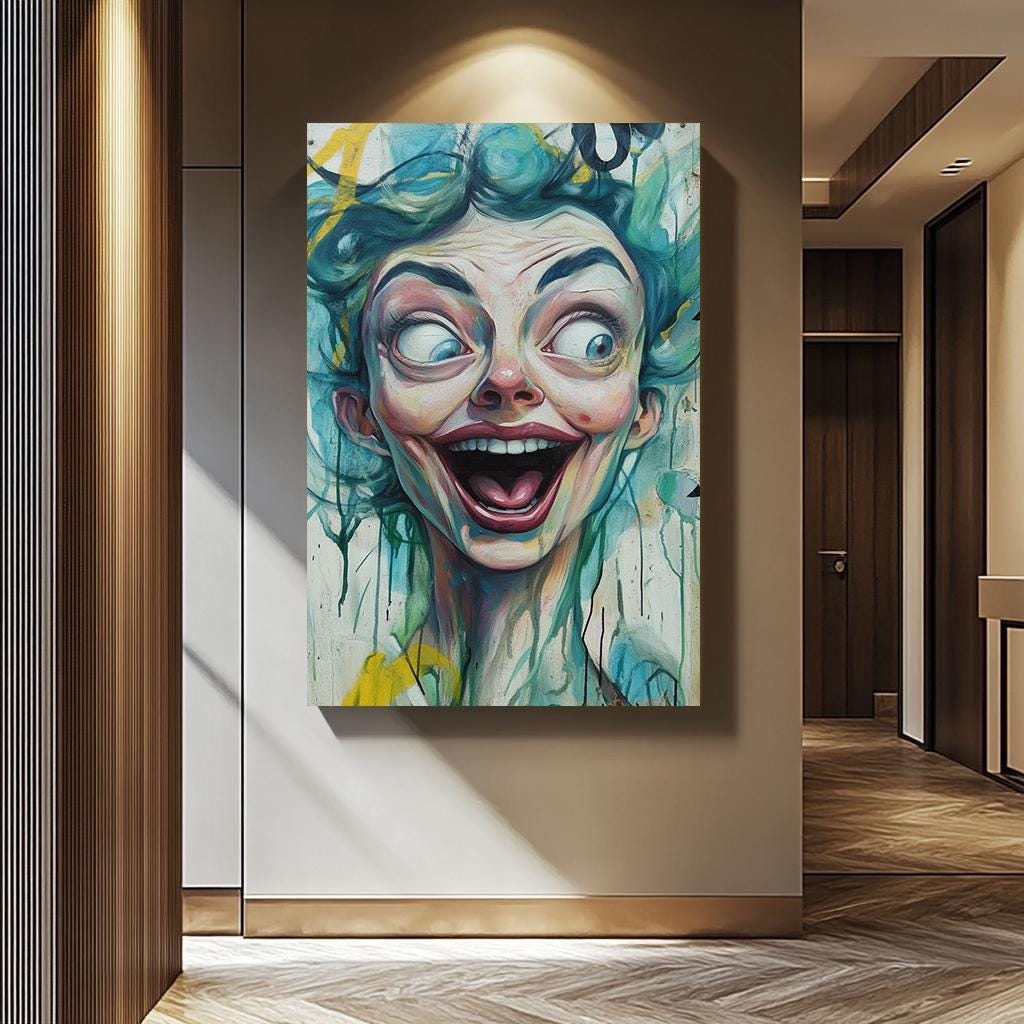 Weird Pop Art Bold Abstract Portrait - Vibrant Modern Wall Art Canvas Print