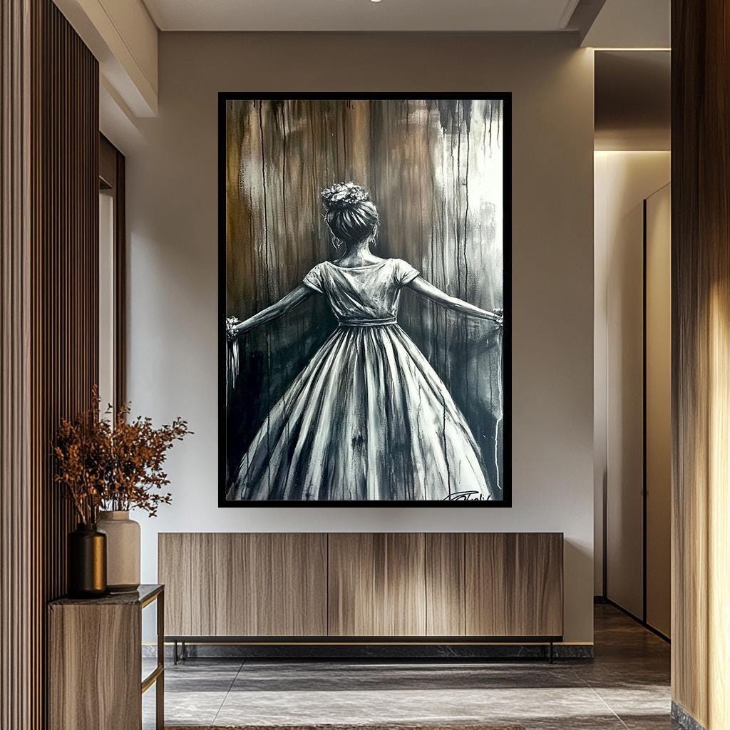 Banksy Women Wall Art – Modern Graffiti Art | Black and White Banksy Style Canvas