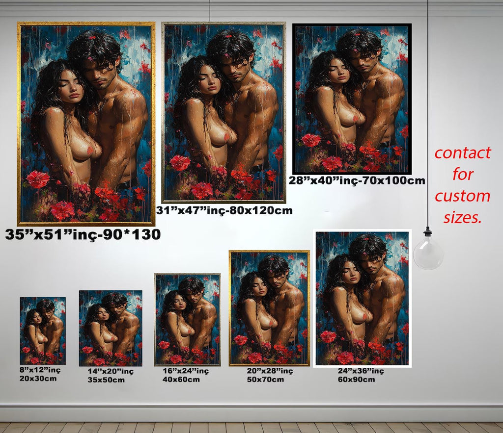 Sensual Canvas Wall Art - Passionate Couple Artwork | Bold Romantic Decor