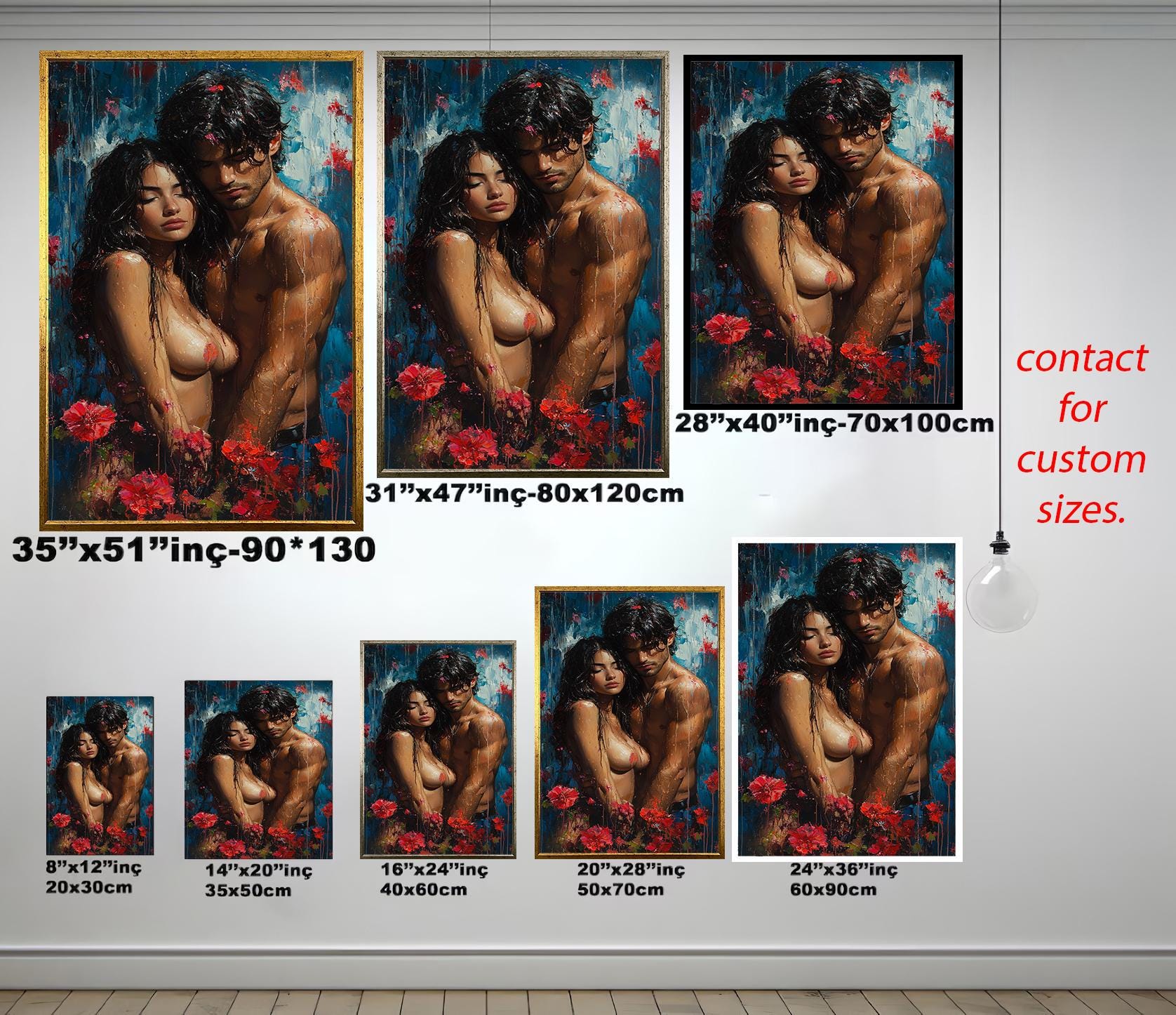 Sensual Canvas Wall Art - Passionate Couple Artwork | Bold Romantic Decor