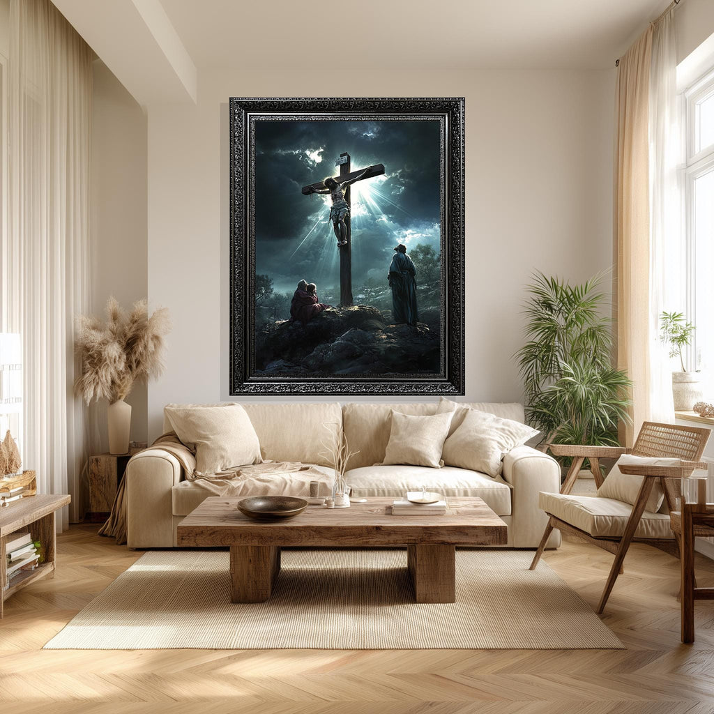 Jesus Crucifixion Canvas – Dramatic Christian Wall Art | Passion of Christ Print