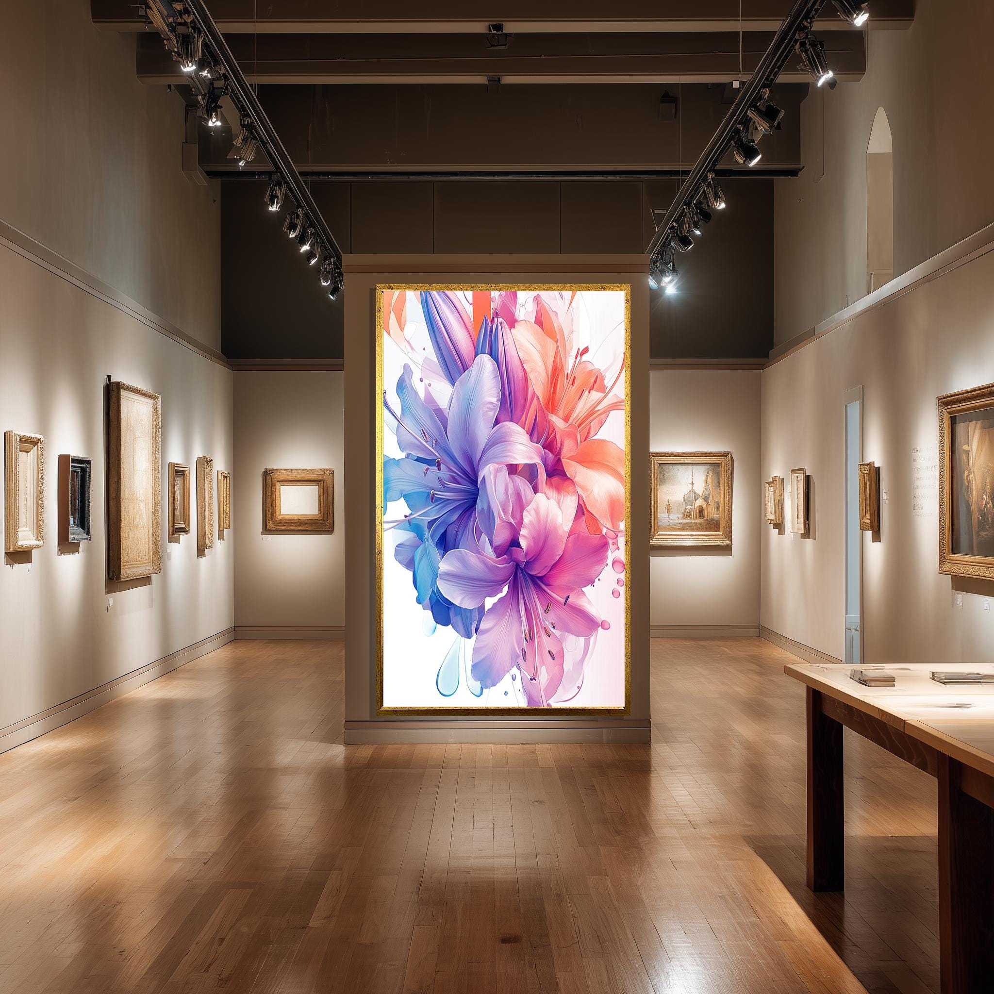 Colorful Lily Canvas Print – Vibrant Floral Wall Art in Pink Blue Purple Tones