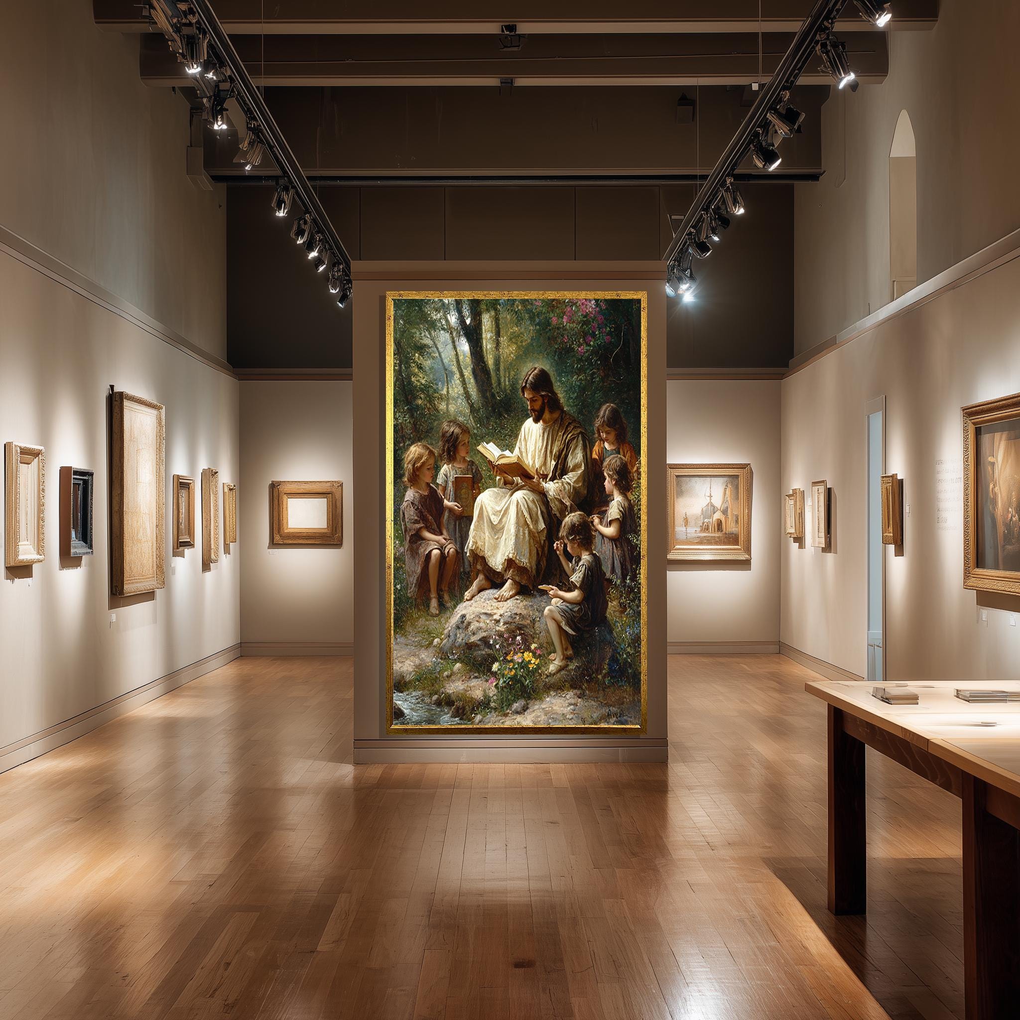 Jesus Teaching Children Canvas – Christian Wall Art | Bible Lesson Artwork, Faith Based Decor