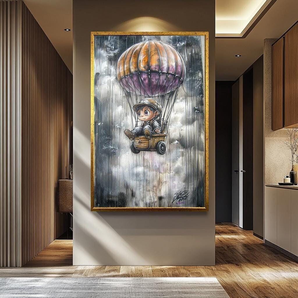 Banksy Balloon Wall Art - Graffiti Wall Art Canvas | Urban Graffiti Decor Print