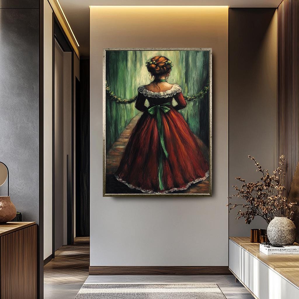 Vintage Woman Wall Art – Classic Floral And Fruit Painting | Feminine Home Decor