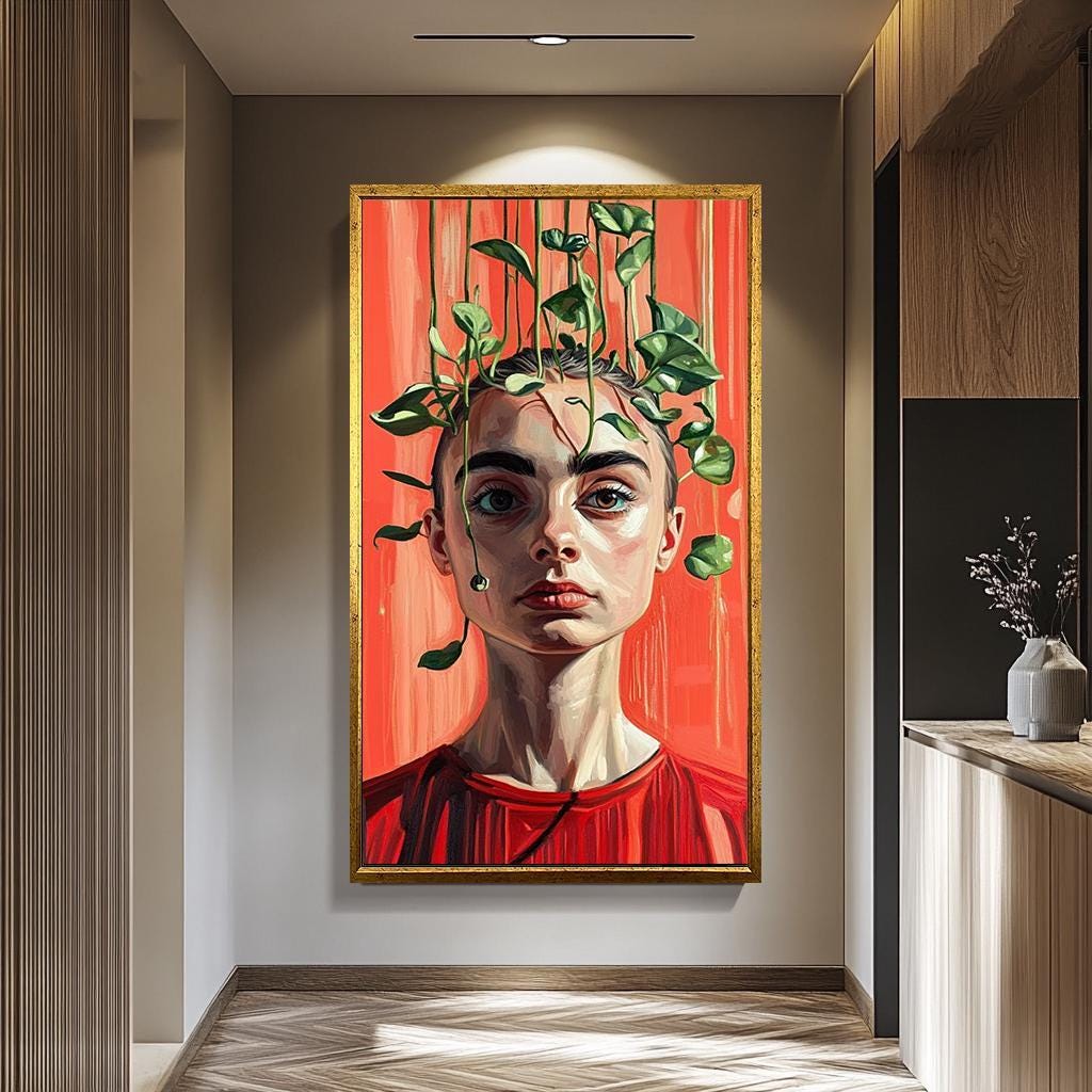 Surreal Woman Wall Art - Unique Abstract Female Portrait | Bold Colorful Canvas